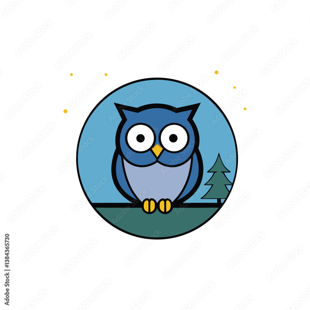 Obraz premium owl on a branch night