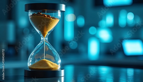 Hourglass with Sand Slowly Running Out Time Management Concept Business Deadline Time is Money
