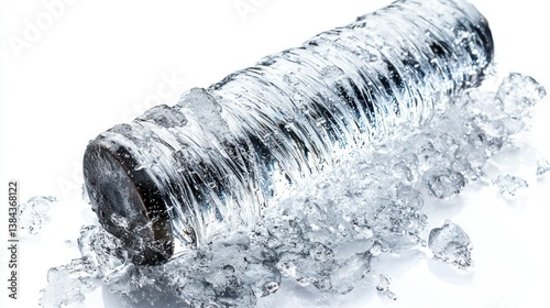 Ice roller depuffing isolated on white background photo