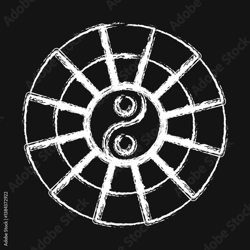 Icon yin yang symbol. Chinese Zodiac elements. Icons in chalk style. Good for prints, posters, logo, advertisement, decoration,infographics, etc.