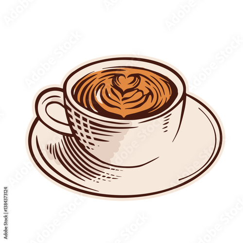 Coffee Latte Hand-Drawn Vintage Stickers for Coffee Brewing Enthusiasts