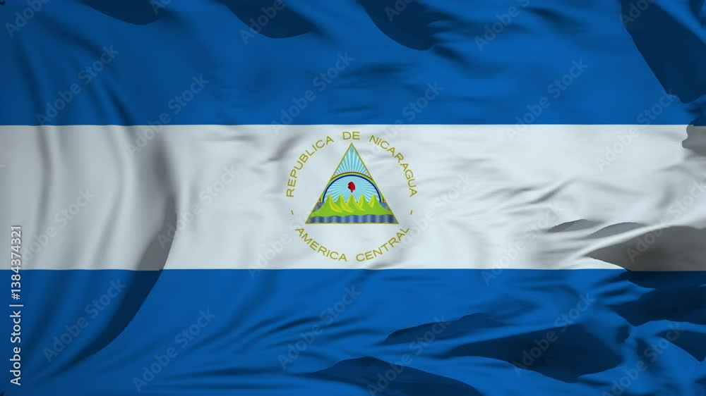 Nicaragua flag waving in the wind Animation