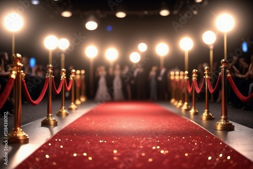 Red carpet entrance with Hollywood lights illuminates the stage for a celebrity event