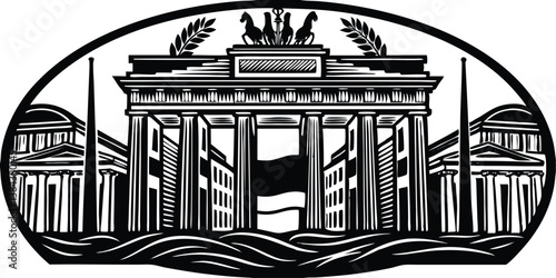 Brandenburg Gate  black and white Illustrator vector