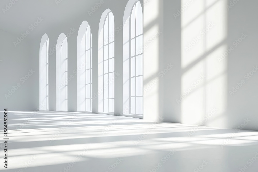 Obraz premium Spacious, sunlit hall with arched windows