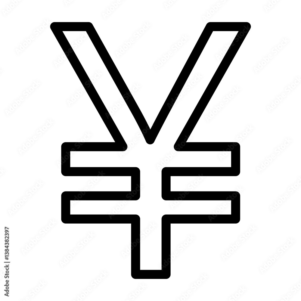 Obraz premium Yen Symbol Outline Icon