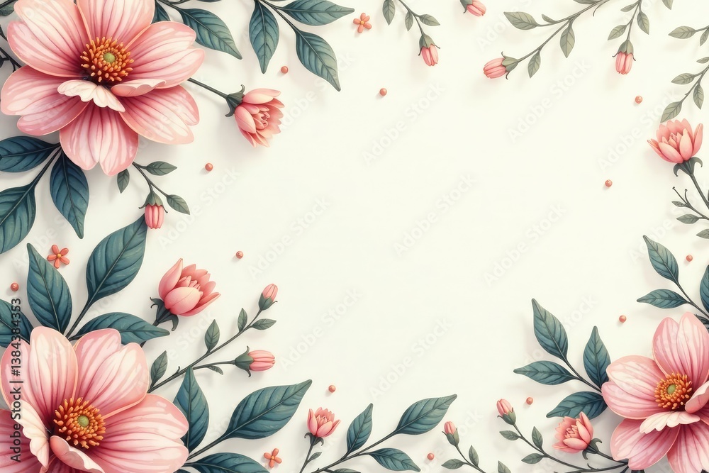 Obraz premium Delicate paisley floral motif, light pastel palette, flower, pattern