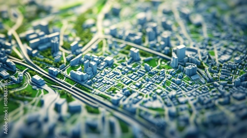 Miniature city model showcasing intricate urban planning and infrastructure