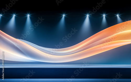 The lighting and set display effect of a large-scale indoor press conference
