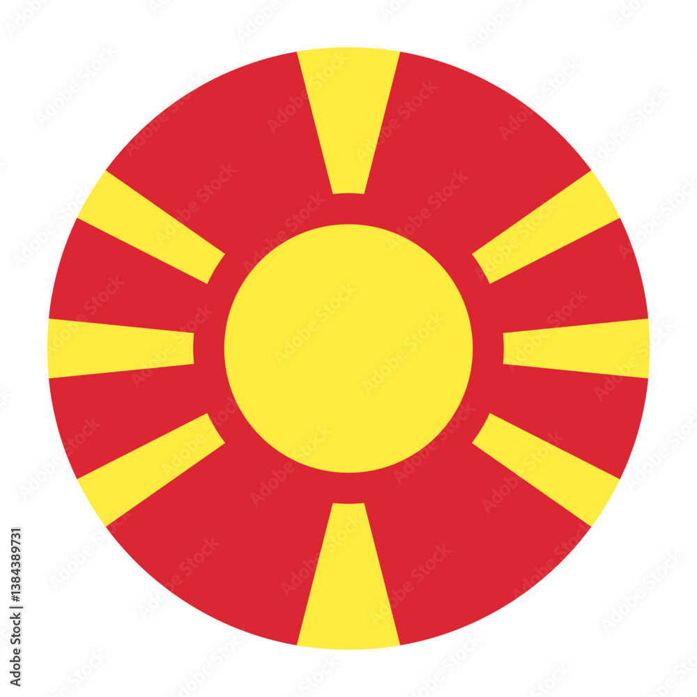 Obraz premium North Macedonia flag. Button flag icon. Standard color. Circle icon flag. Computer illustration. Digital illustration. Vector illustration.