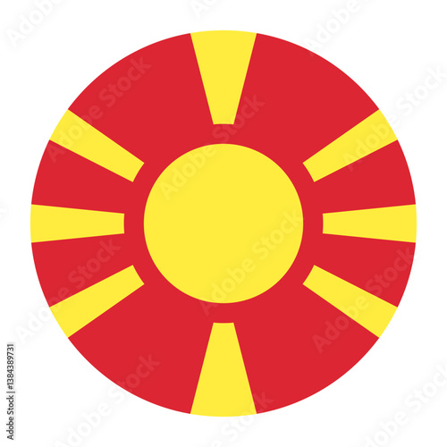North Macedonia flag. Button flag icon. Standard color. Circle icon flag. Computer illustration. Digital illustration. Vector illustration.