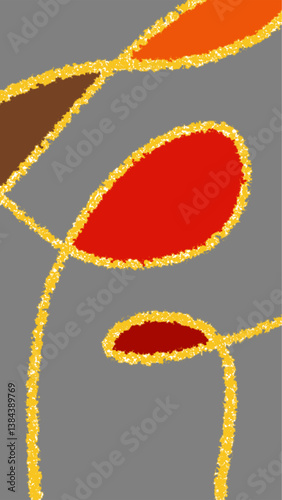 Brown and Red Separate with Yellow Line