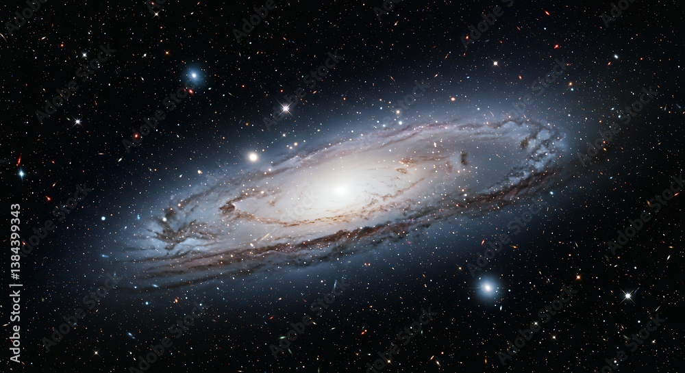 Fototapeta premium Stunning Detail of Spiral Galaxy with Stars and Cosmic Dust in Night Sky