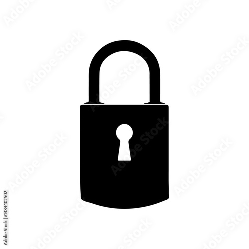 Padlock with key security icon illustration symbol of protection and safety,silhouette vector file.