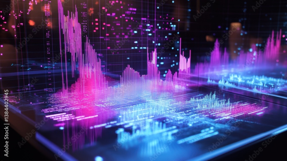 Fototapeta premium Data visualization displays digital information with dynamic and vibrant colors