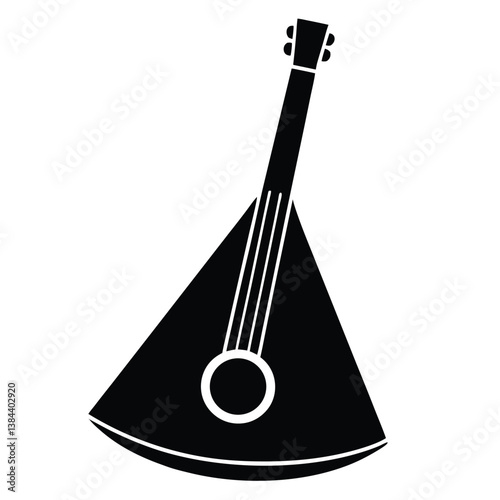 Balalaika Silhouette Icon, Stringed Instrument, Triangle Shape