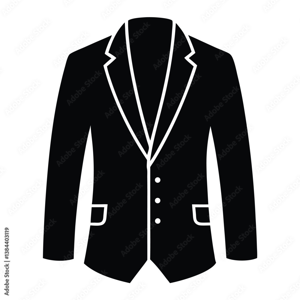 Black Formal Blazer Icon with Buttons