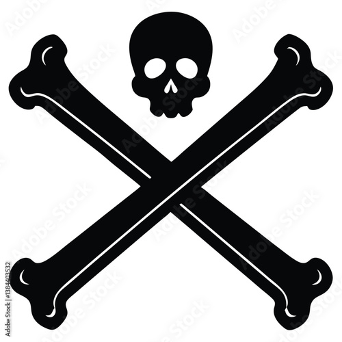 Black Skull and Crossbones Isolated Sign Symbol