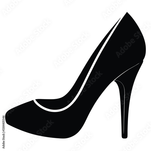 Elegant Black High Heel Shoe Silhouette