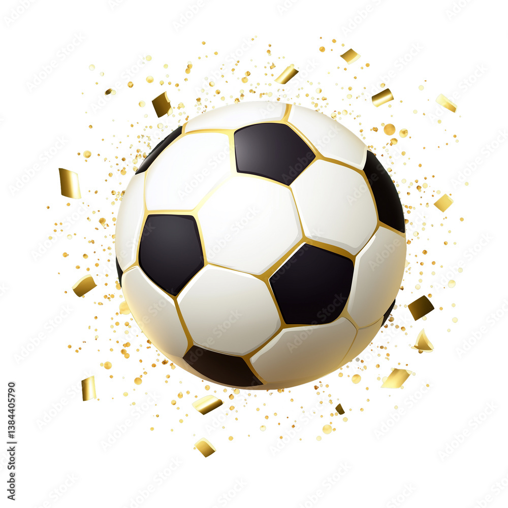 Fototapeta premium Soccer ball on black yellow and white background with various tags including soccer, ball, football, sport, isolated, game, leather, equipment isolated on transparent background PNG.