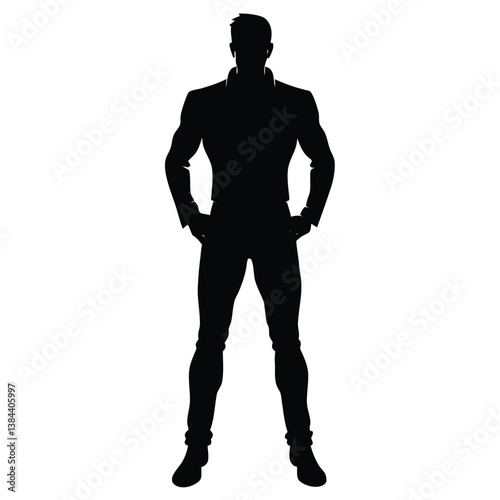 Full Body Male Silhouette with Hands on Hips 