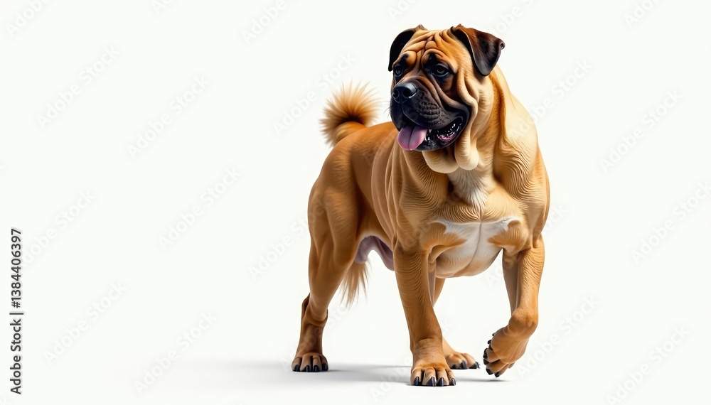 Obraz premium Majestic mastiff, powerful stance, white background, canine, full body