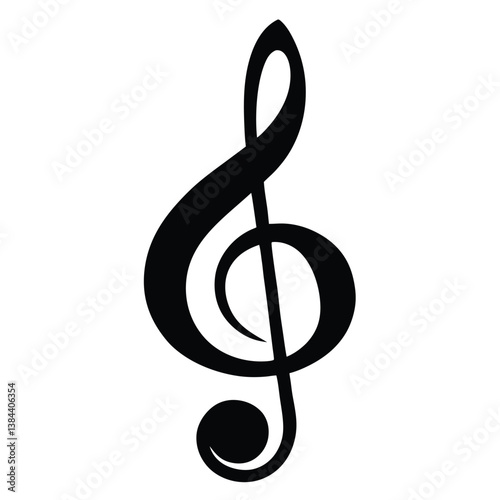 Isolated Black Musical Clef Symbol