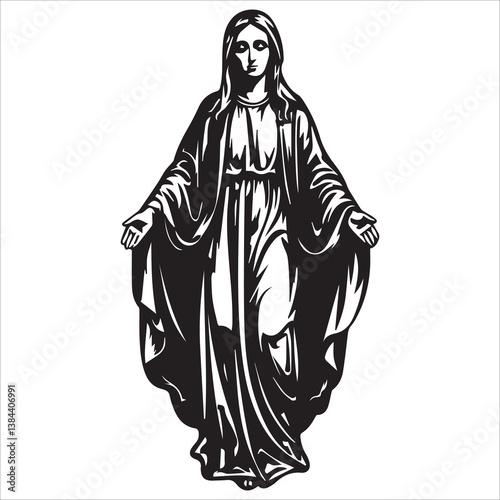 Standing Virgin Mary Giving Blessings vector