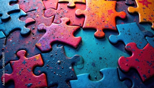 Perfectly integrated pieces of a jigsaw puzzle , connection, form