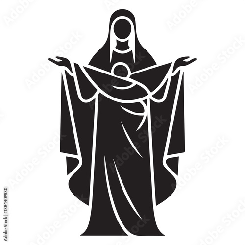 Virgin Mary Protecting a Child vector