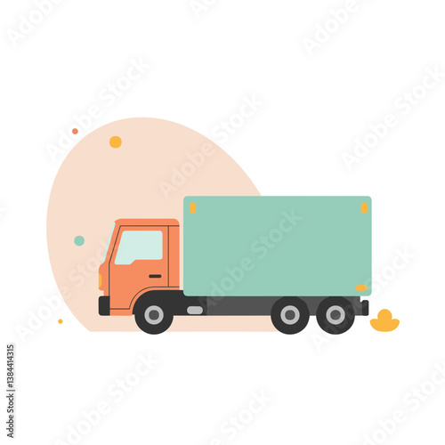 Delivery truck illustration in vibrant colors with soft background  