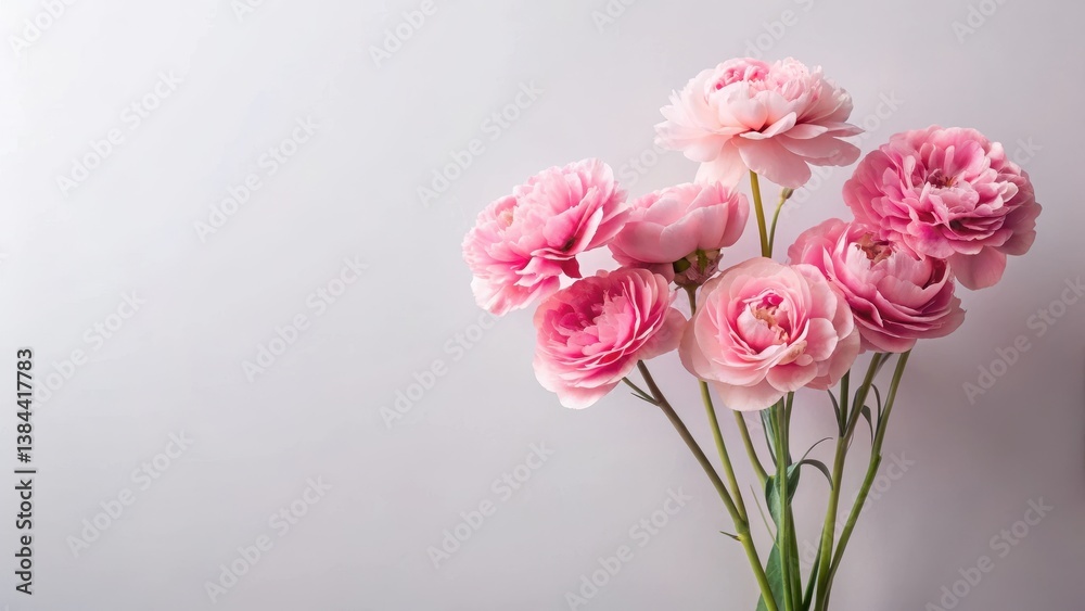 A Delicate Bouquet of Soft Pink Blossoms Against a Subtle Grey Background A Delicate Bouquet of Soft Pink Blossoms Against a Subtle Grey Background
