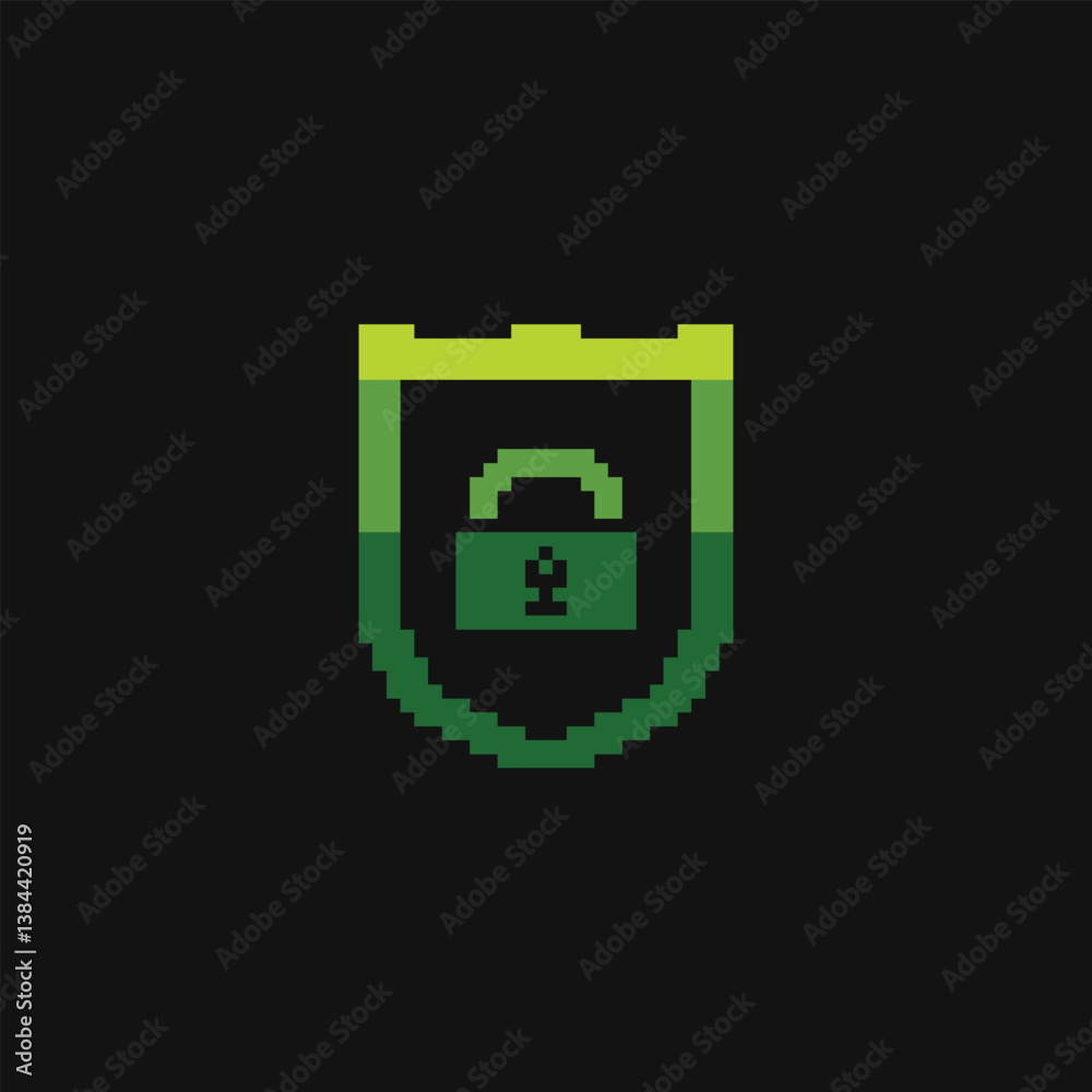 this shield icon in pixel art with simple color and black background ,this item good for presentations, stickers, icons, t shirt design,game asset,logo and your project. this shield icon in pixel art with simple color and black background ,this item good for presentations, stickers, icons, t shirt design,game asset,logo and your project.