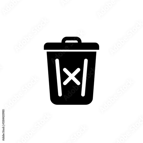 Trash bin symbol with crossed mark on white background  
