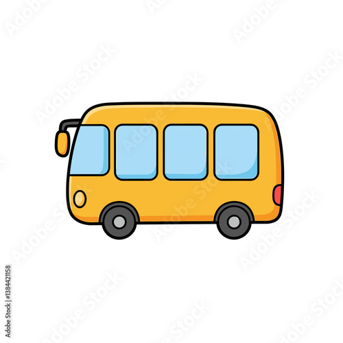 Yellow bus illustration for travel adventures in a playful style  