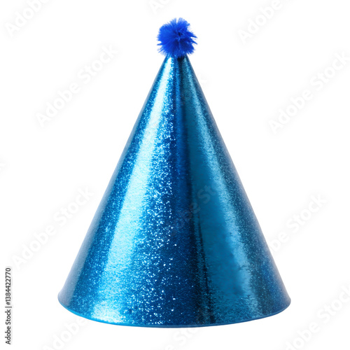 Blue party hat isolated on transparent background  
