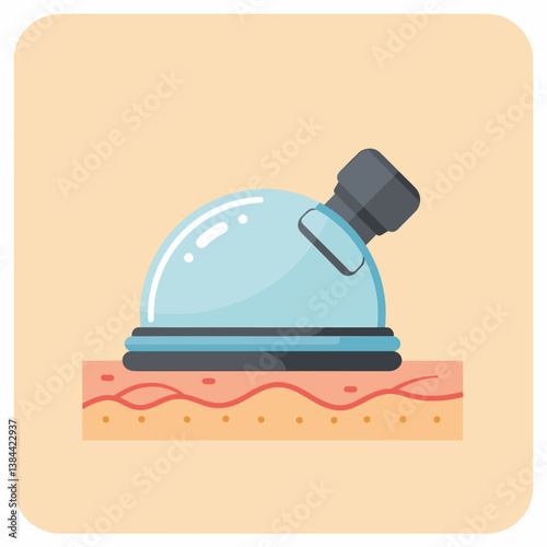 Vacuum Massage Cup on Skin Surface in Minimalistic Style  