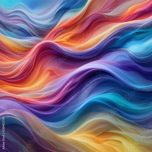 Abstract waves of vibrant colors flowing in a smooth gradient.
