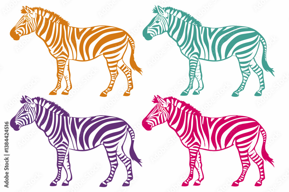 Obraz premium set of Zebra silhouette vector illustration