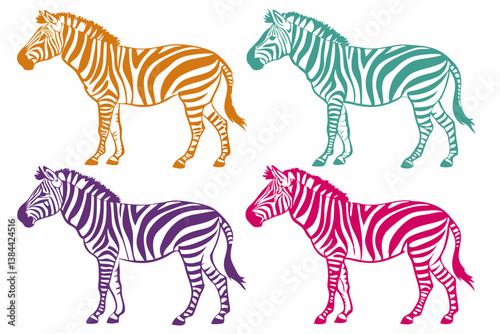 set of Zebra silhouette vector illustration