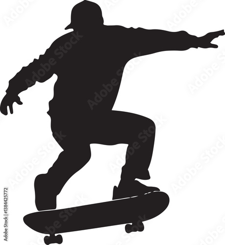 A silhouette of a skateboarder with the words skateboarding on it
