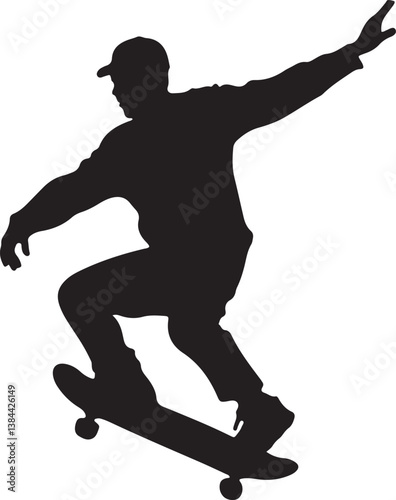 A silhouette of a skateboarder with the words skateboarding on it
