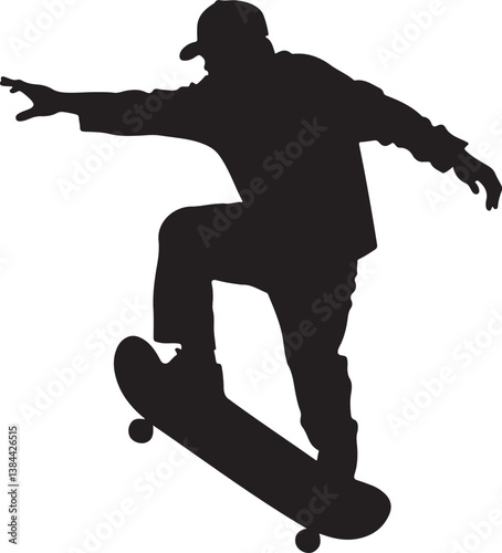 A silhouette of a skateboarder with the words skateboarding on it
