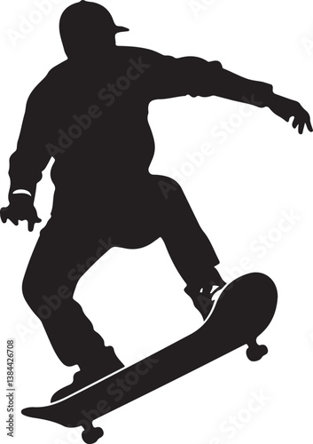 A silhouette of a skateboarder with the words skateboarding on it
