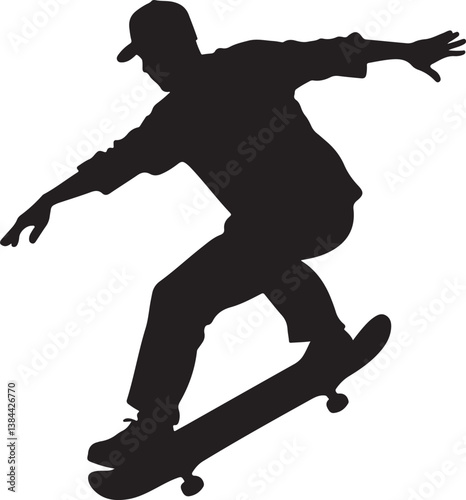 A silhouette of a skateboarder with the words skateboarding on it
