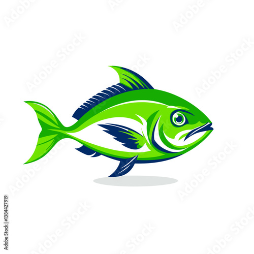 Elegant green fish illustration on a white background  