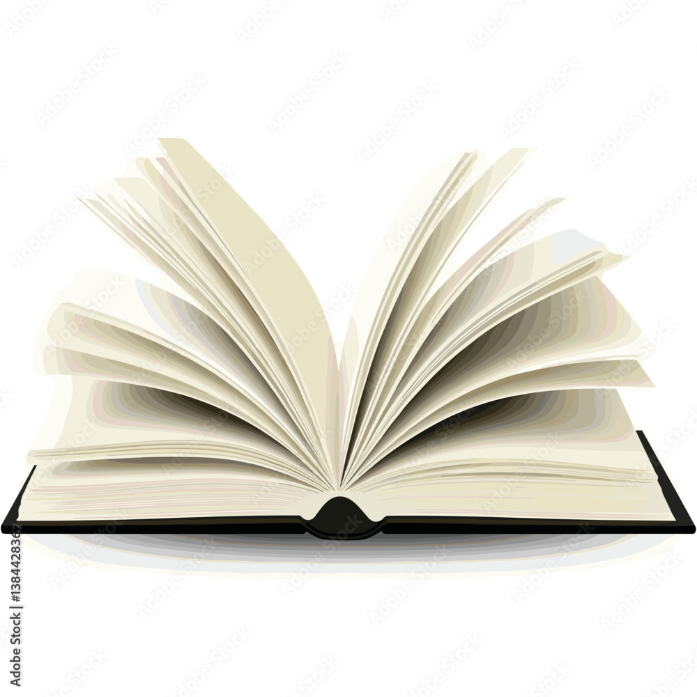 Open book with pages turning in a clean, elegant style Open book with pages turning in a clean, elegant style