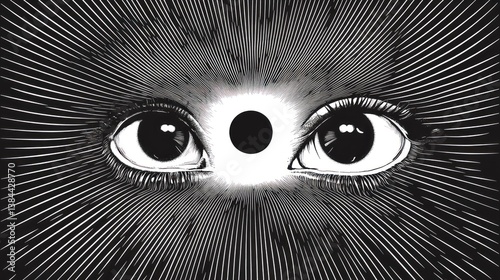 Mystical, third eye, radiating, woman's, close up, eyes,  illuminated, spiritual, vision, energy, aura,  intuition,