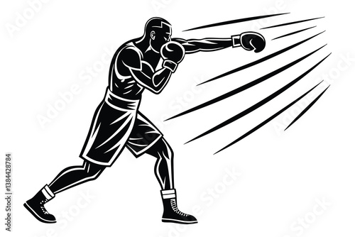  running player with the boxing gloves silhouettein action during a sports competition