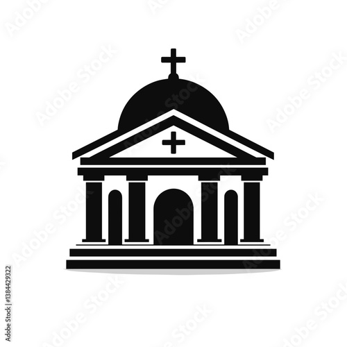 Elegant synagogue icon in black silhouette on white background  
